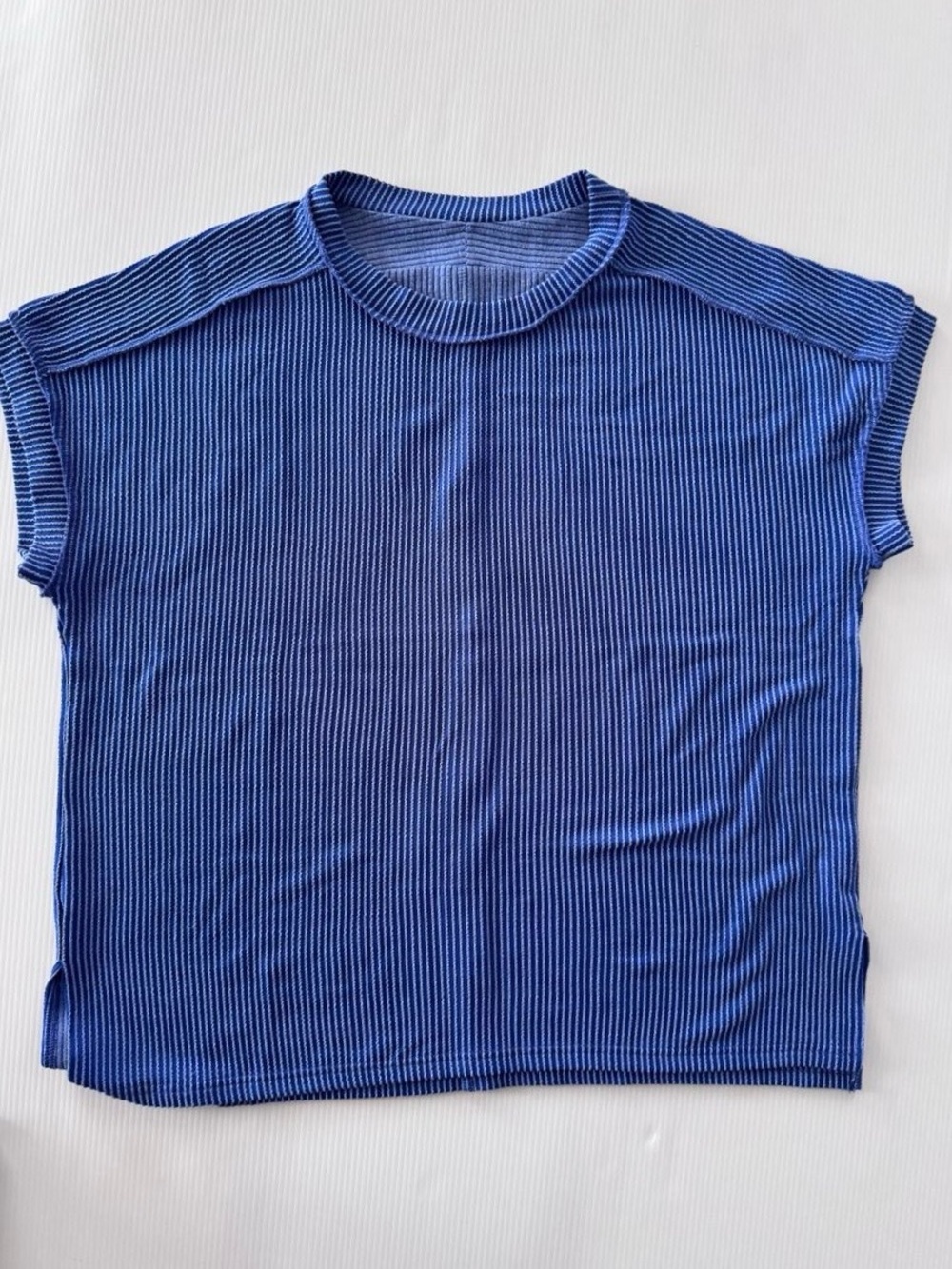 SHEIN Royal Blue Ribbed Cap-Sleeve Tee
